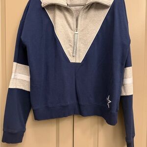 Navy and Gray Dallas Cowboys Quarter-Zip Sweatshirt